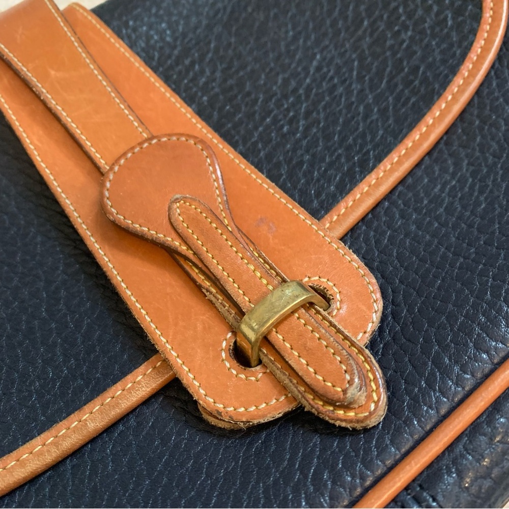 Dooney & Bourke Navy and Brown Vintage Shoulder Bag - Picture 5 of 7